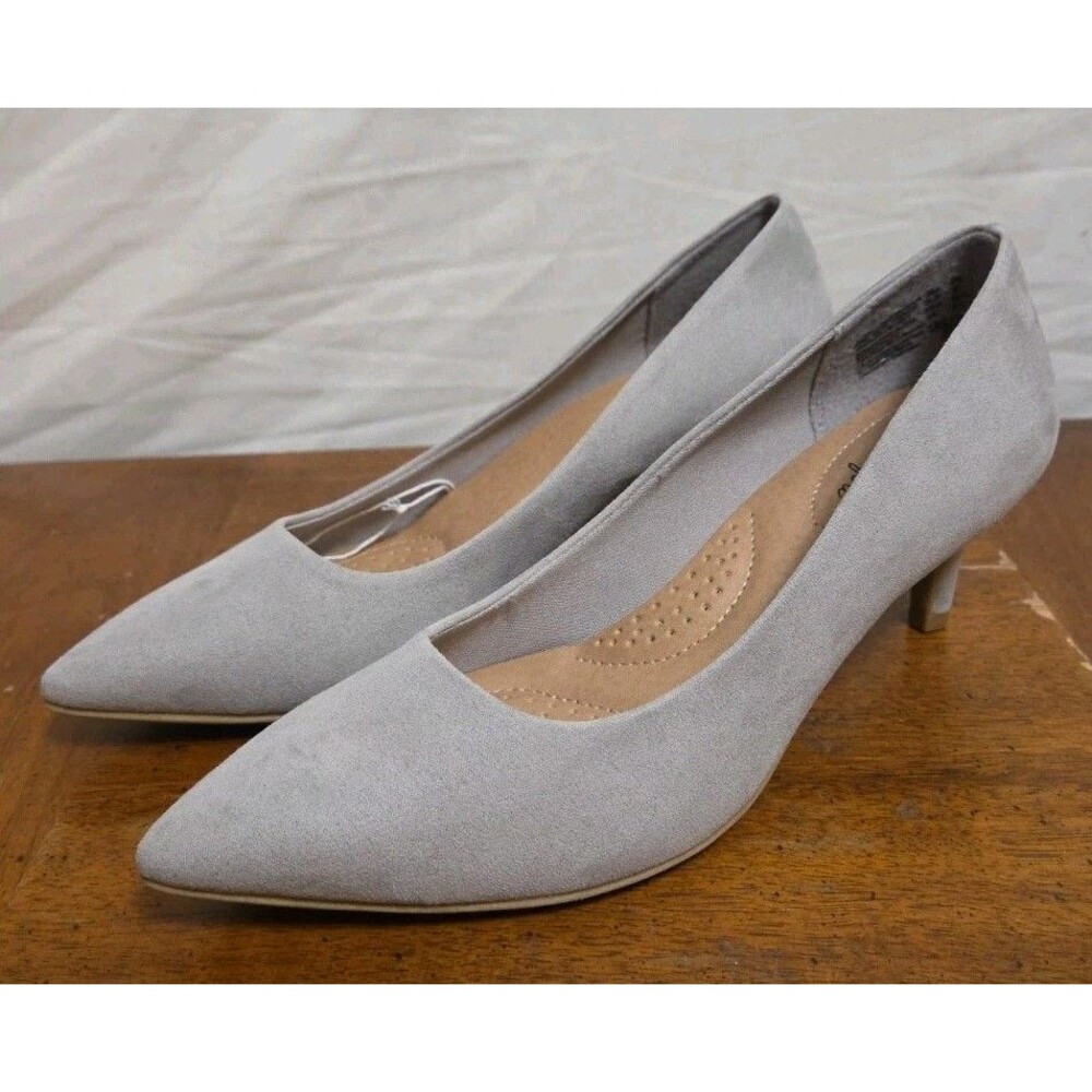 Dexflex Comfort Jeannie Women's Gray Faux Suede Pointed Toe Pumps Shoes Size 5.5